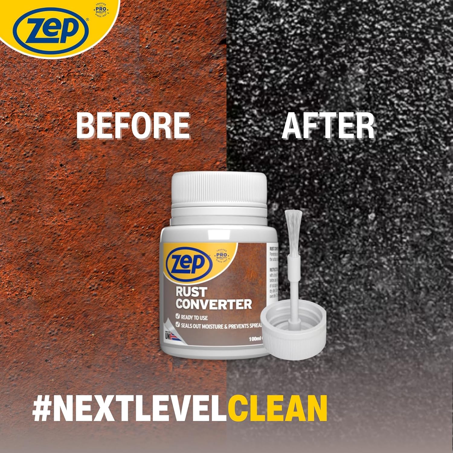 Zep Rust Converter and neutraliser with a brush for easy application | Rust inhibitor | Rust converter for cars | Rust converter for metal | Car rust treatment (Rust Converter)-3