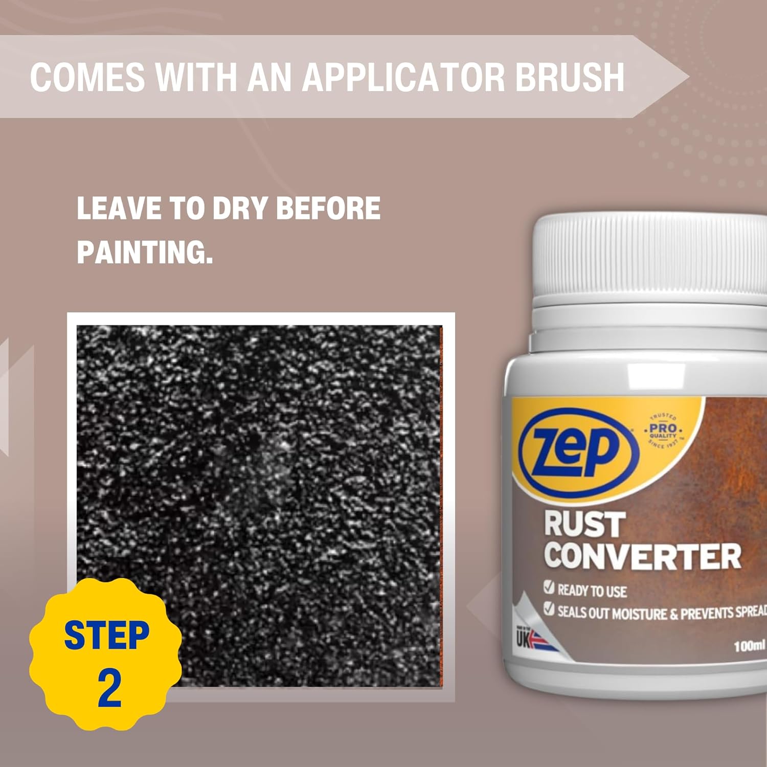 Zep Rust Converter and neutraliser with a brush for easy application | Rust inhibitor | Rust converter for cars | Rust converter for metal | Car rust treatment (Rust Converter)-5