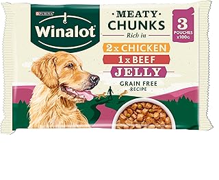 Winalot MEATY CHUNKS in Jelly Chicken & Beef Dog Wet Food 12 x (3x100g) Pouches