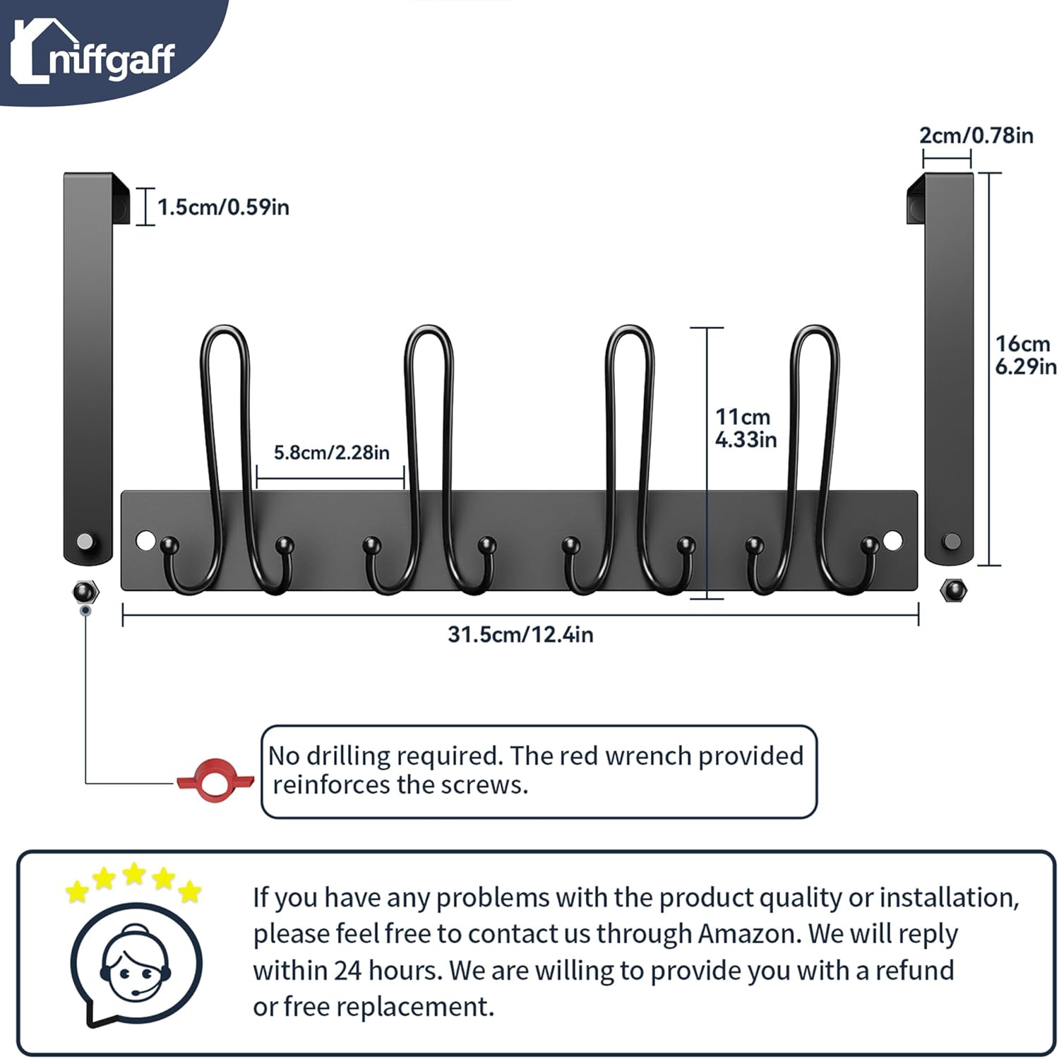 niffgaff Over Door Hooks Hanger - 8 Hooks for Hanging Heavy Duty, 3 in 1 Door Hanger for Hanging Coats, Clothes, Towels, Hat, Bags in Bathroom, Bedroom, Kitchen-6