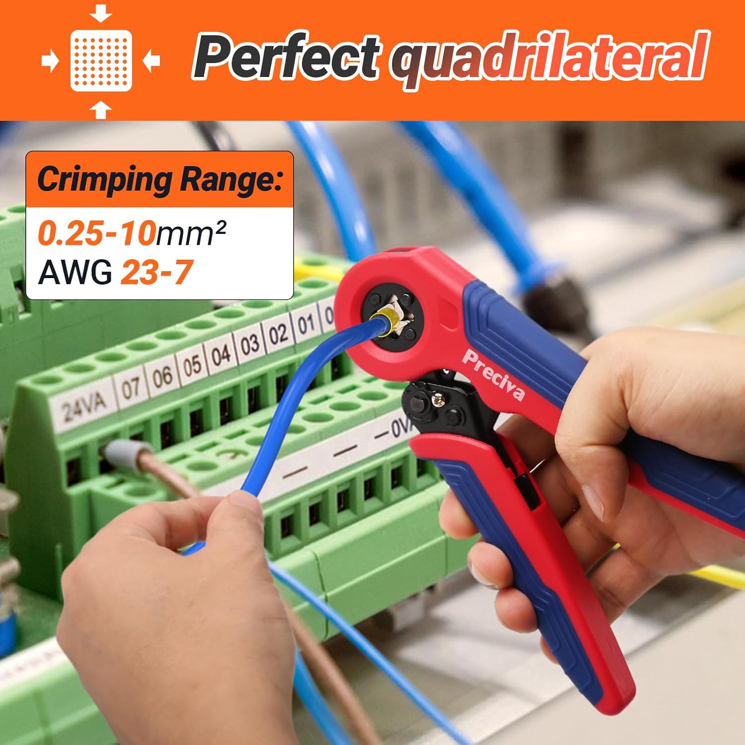 Preciva Crimping Pliers Crimping Tool Kit, 0.08-10mm² Ferrule Crimping Tool, Quads Crimping Plier, Hand Crimper Plier with 1200 Wire End Ferrule Connectors Electrical Crimp Connectors-1