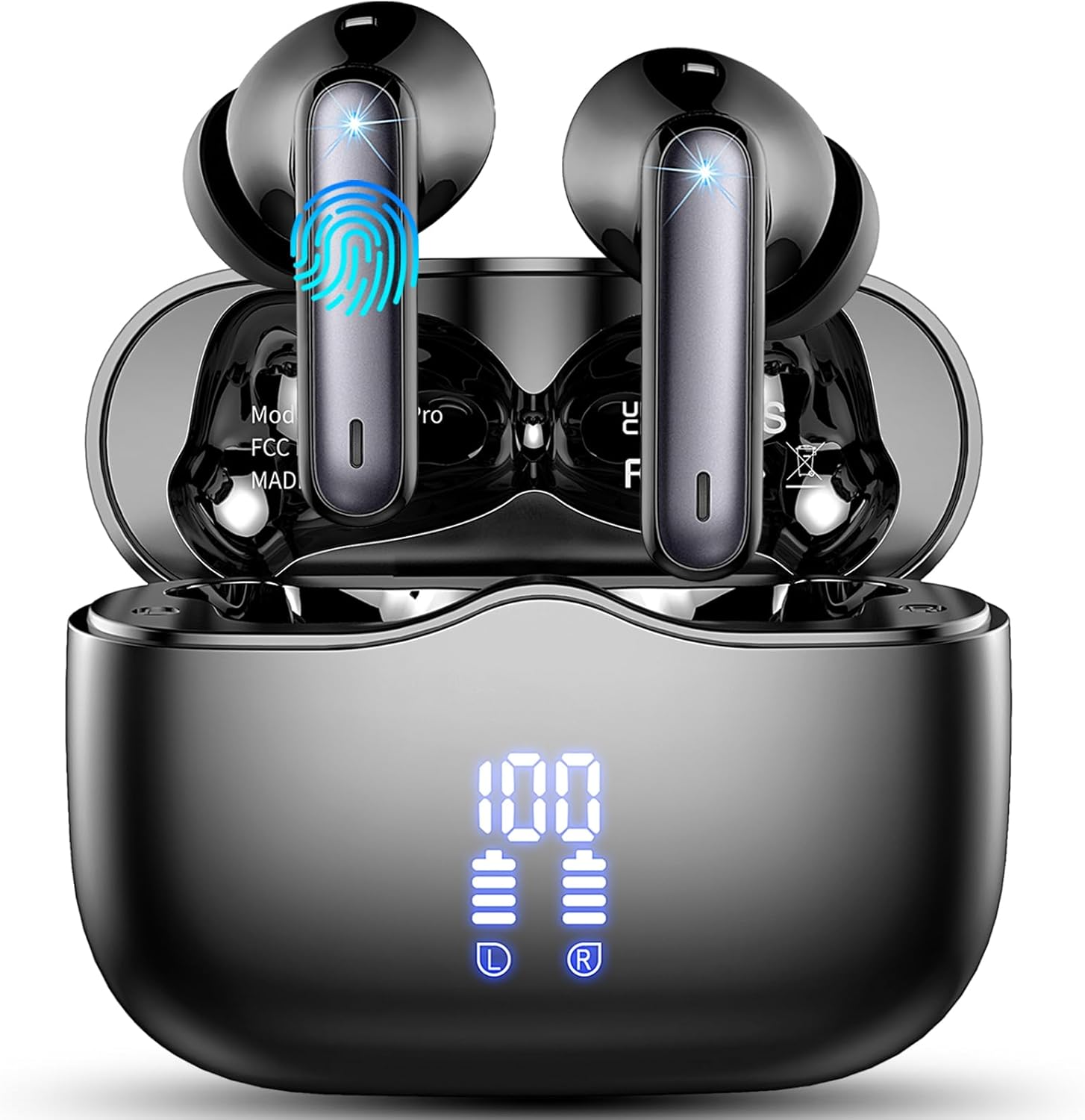 Wireless Earbuds, Bluetooth 5.3 Headphones Wireless Earphones, 2024 In Ear buds Wireless Earbuds, 4 ENC Noise Cancelling Mic Wireless Headphones, IP7 Waterproof, 40H Playtime, Mini Ultra Light, Black-0