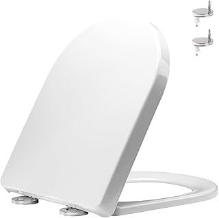 YunNasi Soft Close Toilet Seat, Quick Release,D Shape White Toilet Seat with Adjustable Hinges - Heavy Duty and Easy to Clean