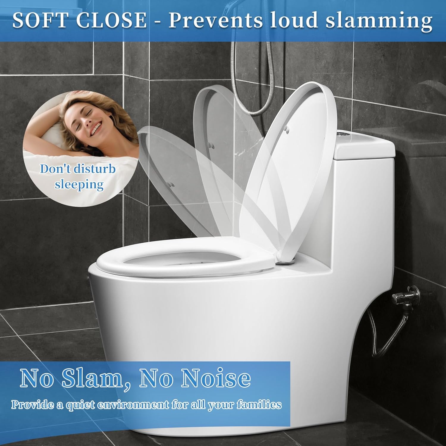 YunNasi Soft Close Toilet Seat, Quick Release,D Shape White Toilet Seat with Adjustable Hinges - Heavy Duty and Easy to Clean-2