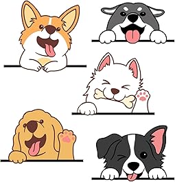 BuerHomie Wall Stickers 3D 5 Pet Dog Decal Puppy Stickers Vinyl Decor