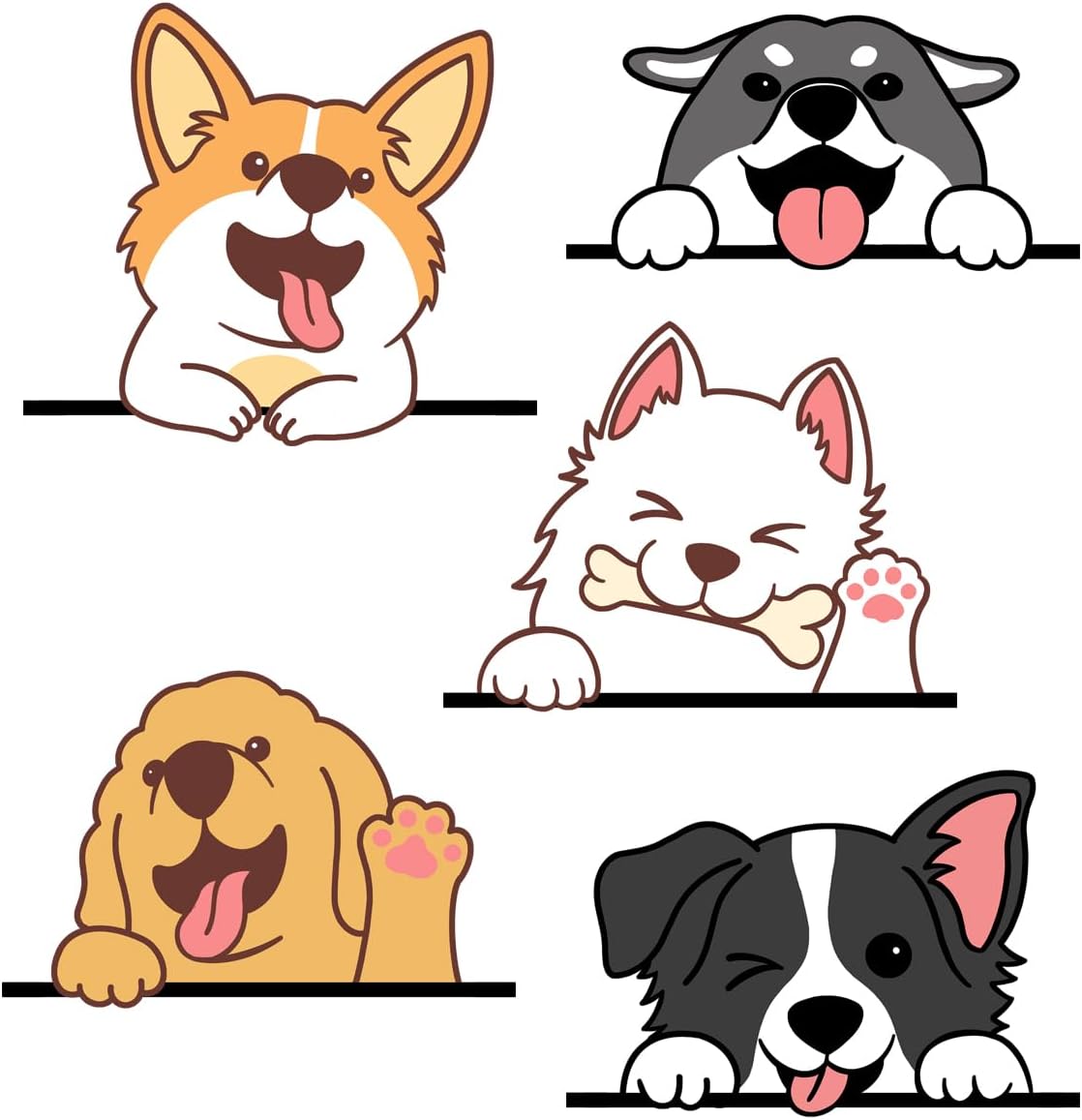 BuerHomie Wall Stickers 3D 5 Pet Dog Decal Puppy Stickers Vinyl Decor-0