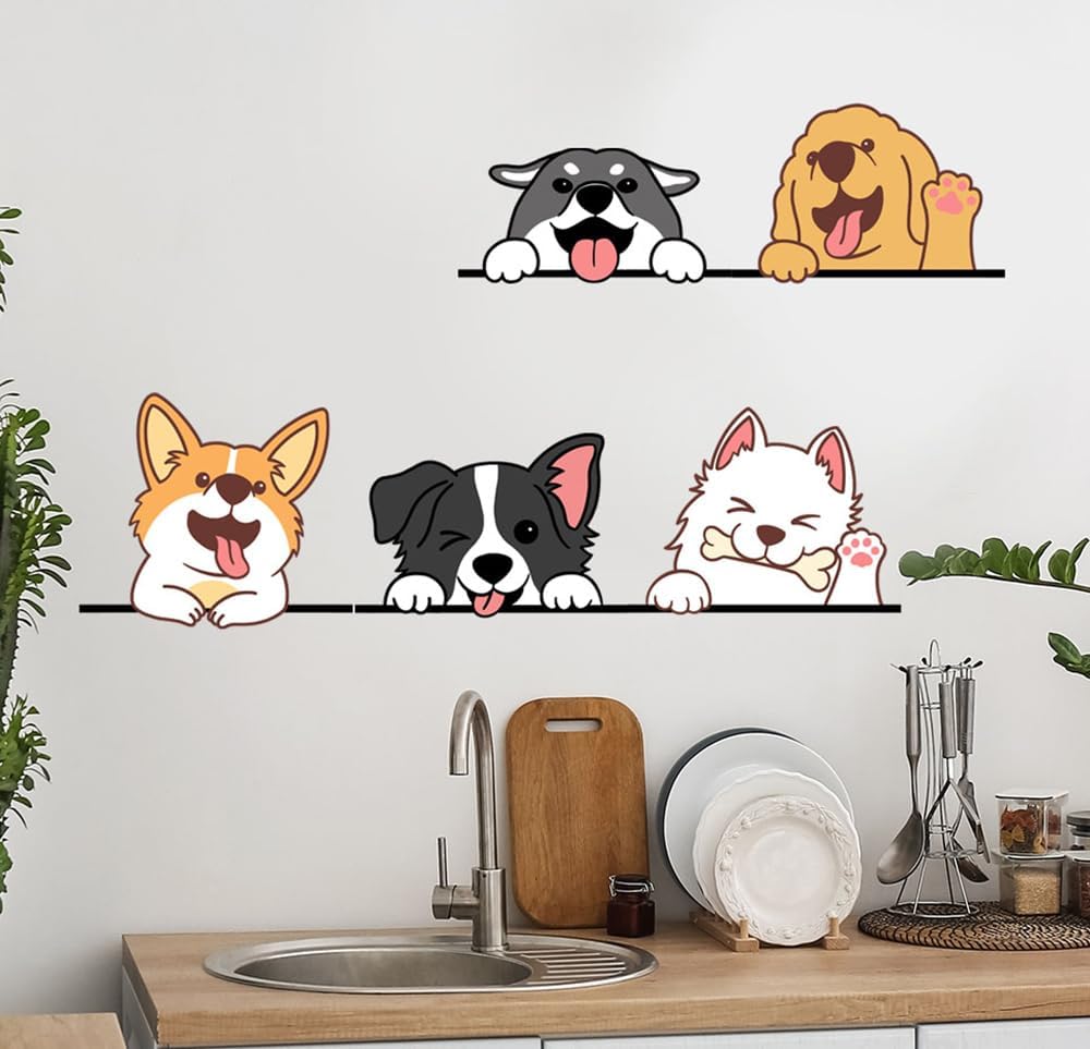 BuerHomie Wall Stickers 3D 5 Pet Dog Decal Puppy Stickers Vinyl Decor-1