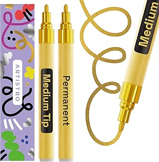 ARTISTRO Set of 2 Oil-Based Paint Pens Medium Gold