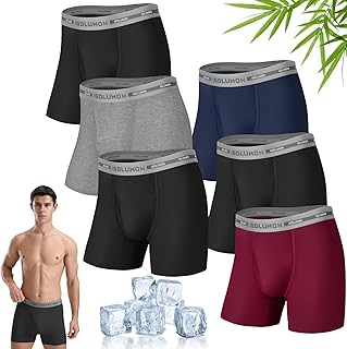 IGOLUMON Mens Bamboo Boxers Shorts 6 Multipack Breathable Underwear Briefs with Elastic Waist and 3D Pouch Comfortable Anti Chafing Cycling Shorts Mens Fit Underpants Hipsters