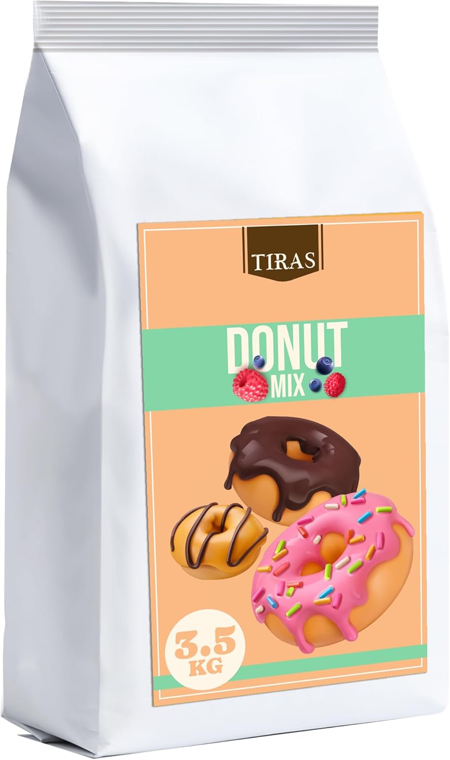 TIRAS Doughnut Mix - 3.5kg Donut Mix Just Add Water Crispy, Fluffy Doughnut Mixture for Home, Professional Use, Parties - Makes 112 Donuts (Approx. 50g each) - 3.5kg Bag-0