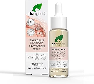 DR ORGANIC Skin Calm Probiotic Protection Serum, For Redness, Dry, Sensitive & Irritable Skin, 24hr Moisture, Dermatologically Tested, Vegan, Cruelty Free, Paraben & SLS Free, Certified Organic,30ml