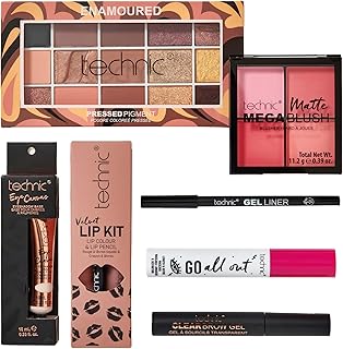 Technic Enamoured Full Face Cosmetic 8 Piece Gift Set - Full Size Products for Eyes, Face & Lips - Perfect for Makeup Lovers - Vegan & Cruelty Free