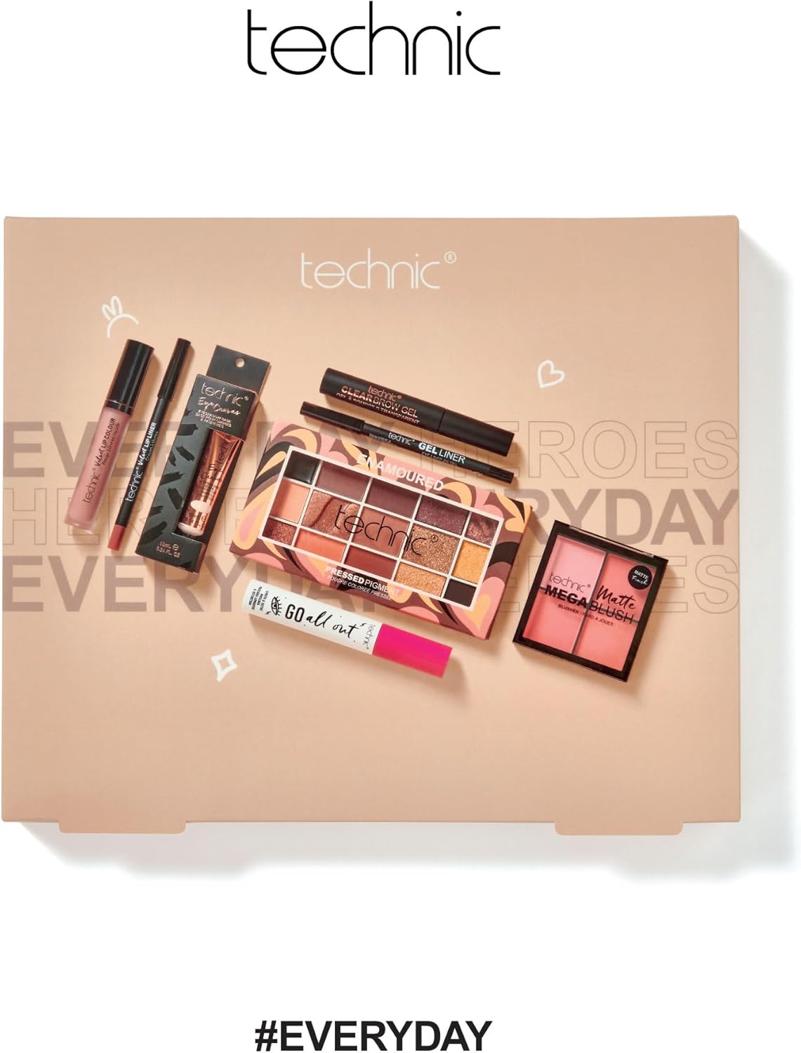 Technic Enamoured Full Face Cosmetic 8 Piece Gift Set - Full Size Products for Eyes, Face & Lips - Perfect for Makeup Lovers - Vegan & Cruelty Free-1