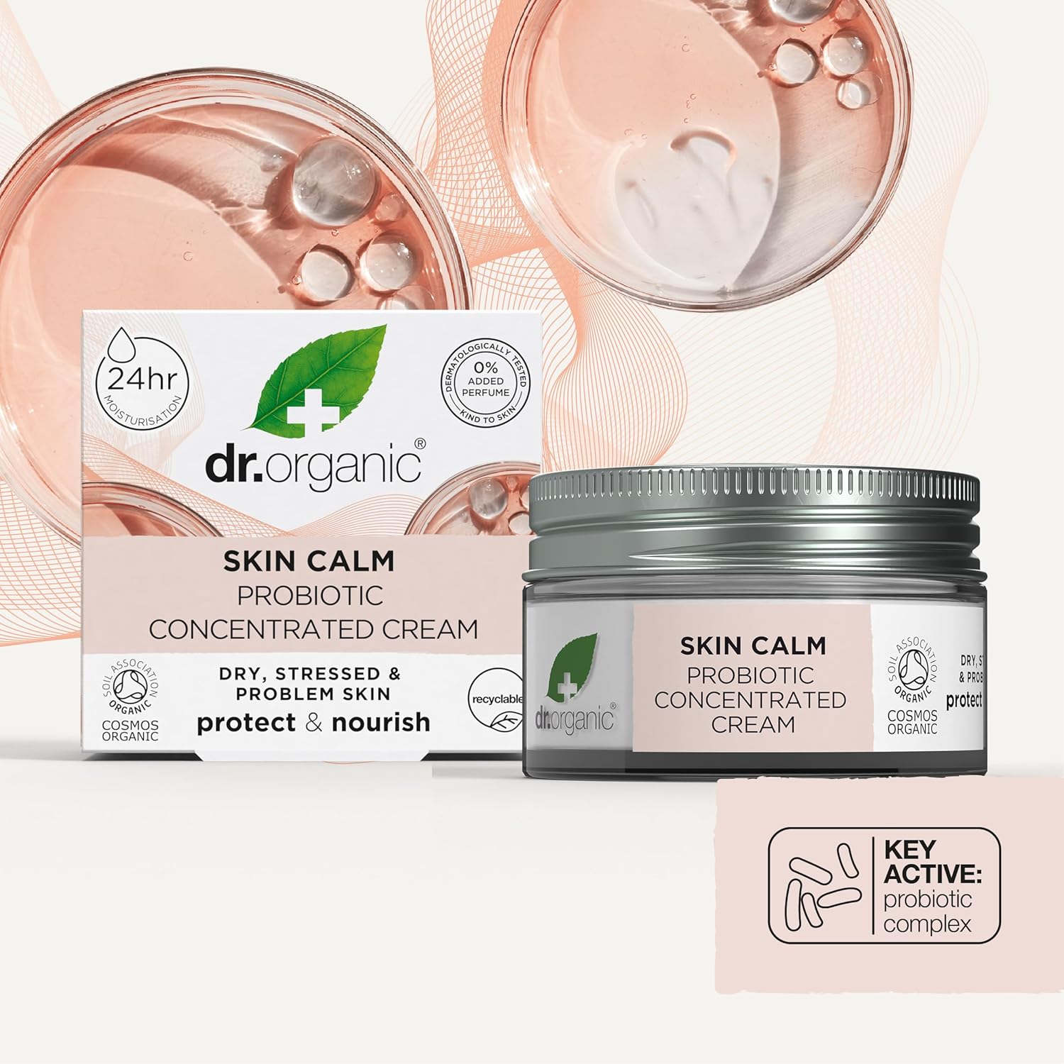 Dr Organic Skin Calm Probiotic Concentrated Cream, For Redness, Dry, Sensitive & Irritable Skin, 24hr Moisture, Dermatologically Tested, Vegan, Cruelty Free, Paraben & SLS Free, Certified Organic,50ml-6