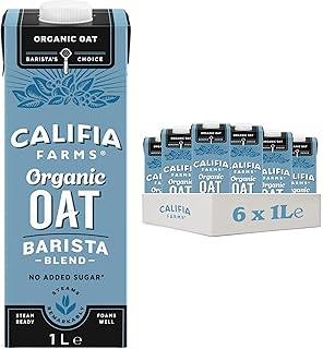 Califia Farms ORGANIC Oat Barista Blend - Lactose Free, Dairy Free, No Added Sugar, Vegan, Free From Plant Based Drinks (6 x 1L)