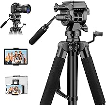 JOILCAN 75" Camera Tripod for DSLR/Canon/Nikon, Heavy Duty Camera Tripod with Tablet/Phone Holder for iPad/Smartphones, Aluminum Alloy Tripod Camera Stand with Bag for Travel Outdoor, Max Load 5.5KG