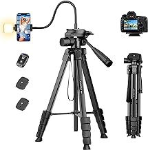 JOILCAN Camera Tripod for DSLR Canon Nikon Sony, 81"/206cm New Gooseneck Tripod, Aluminum Lightweight Camera Tripod Stand for Travel Video Photography Vlog, Compact Tripod for Camera