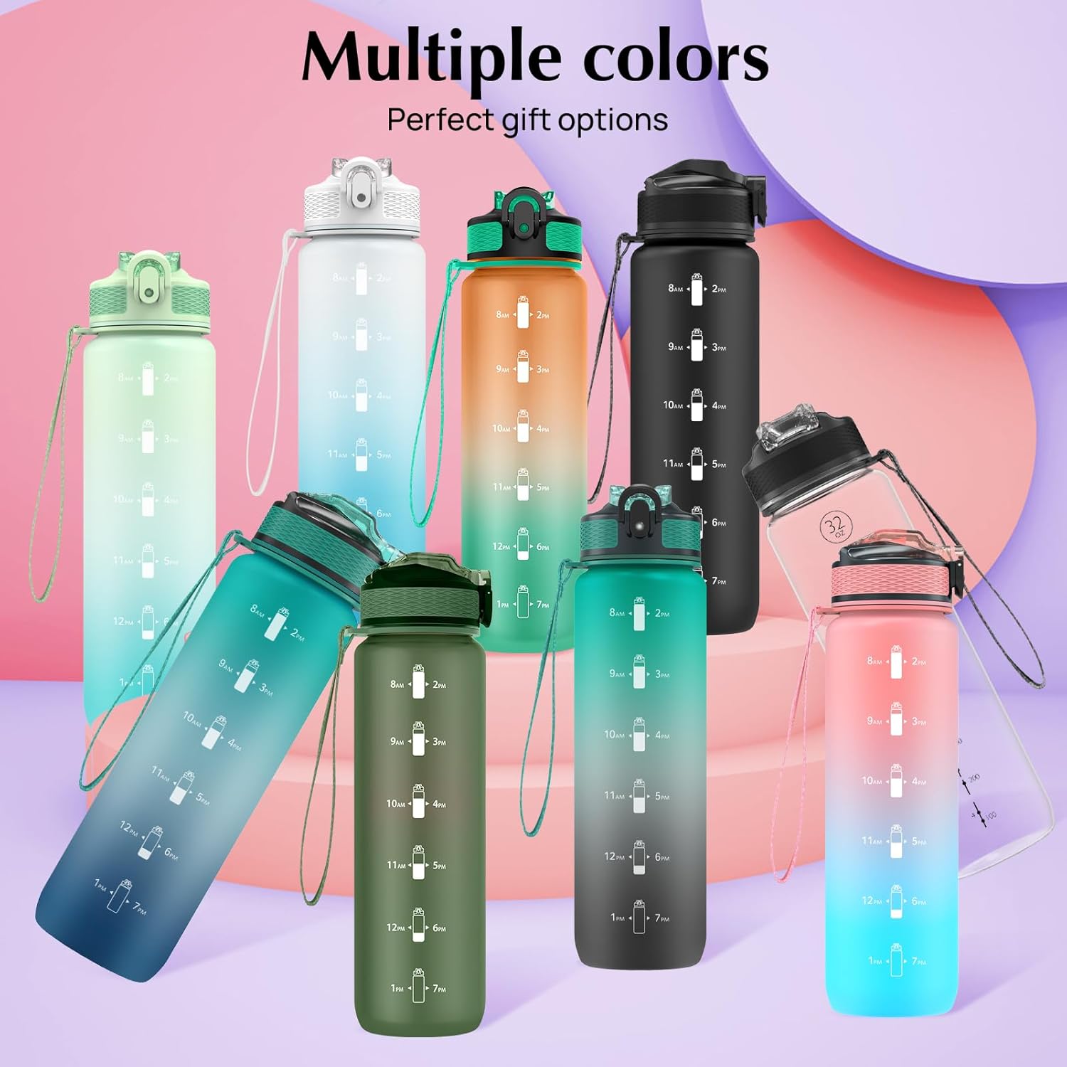 EYQ 1 L Water Bottle, 1 Litre Water bottle with Straw, Leak-Proof, Tritan BPA-Free, Motivational Water Bottle with Time Marker, Sports Drinks Bottle for Fitness, School, Gym, Outdoor Sports-5