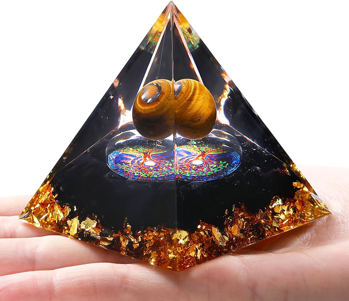 XIANNVXI Healing Crystal Tower Orgonite Orgone Tower,Obsidian Crystal Gemstone Tower,Healing Crystal Gifts for Women Men-0