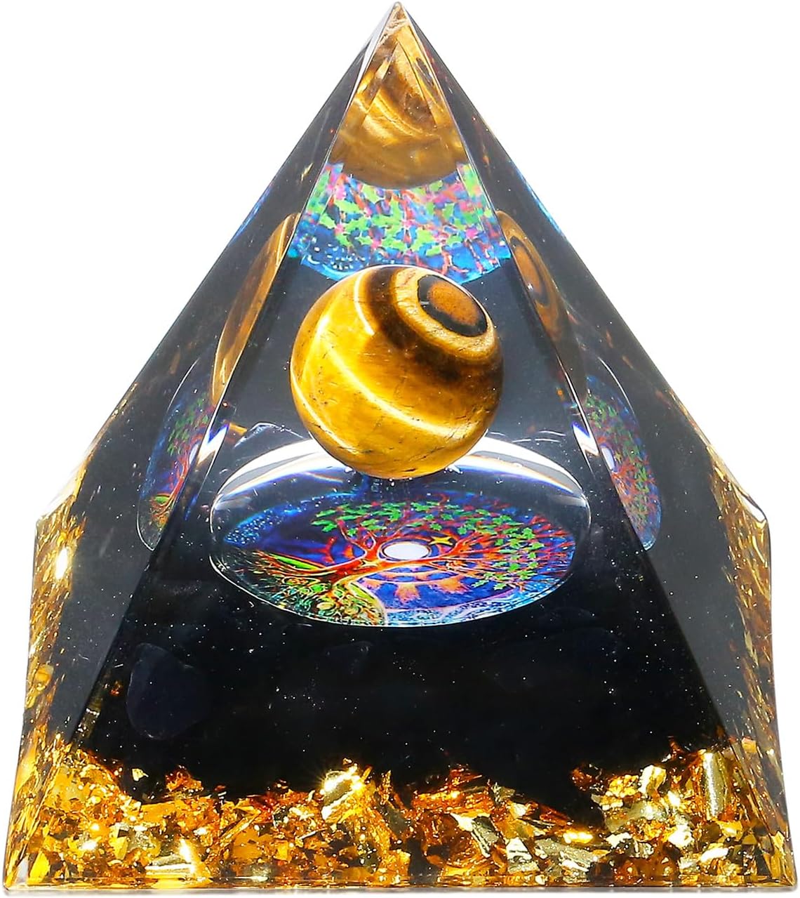 XIANNVXI Healing Crystal Tower Orgonite Orgone Tower,Obsidian Crystal Gemstone Tower,Healing Crystal Gifts for Women Men-1