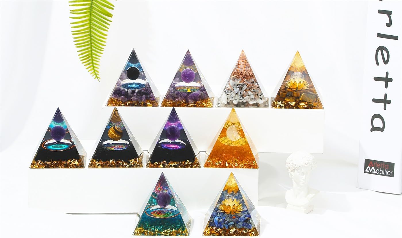 XIANNVXI Healing Crystal Tower Orgonite Orgone Tower,Obsidian Crystal Gemstone Tower,Healing Crystal Gifts for Women Men-5