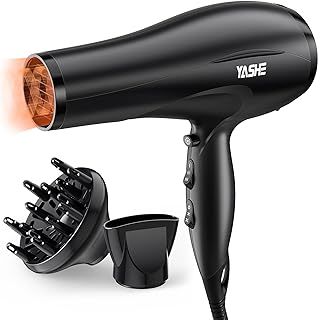 YASHE HD-8009BF Professional Hair Dryer, 2400W Salon Ionic Hairdryer with Diffuser and Nozzle, Fast Drying with 2 Speed, 3 Heat Setting and Cool Button