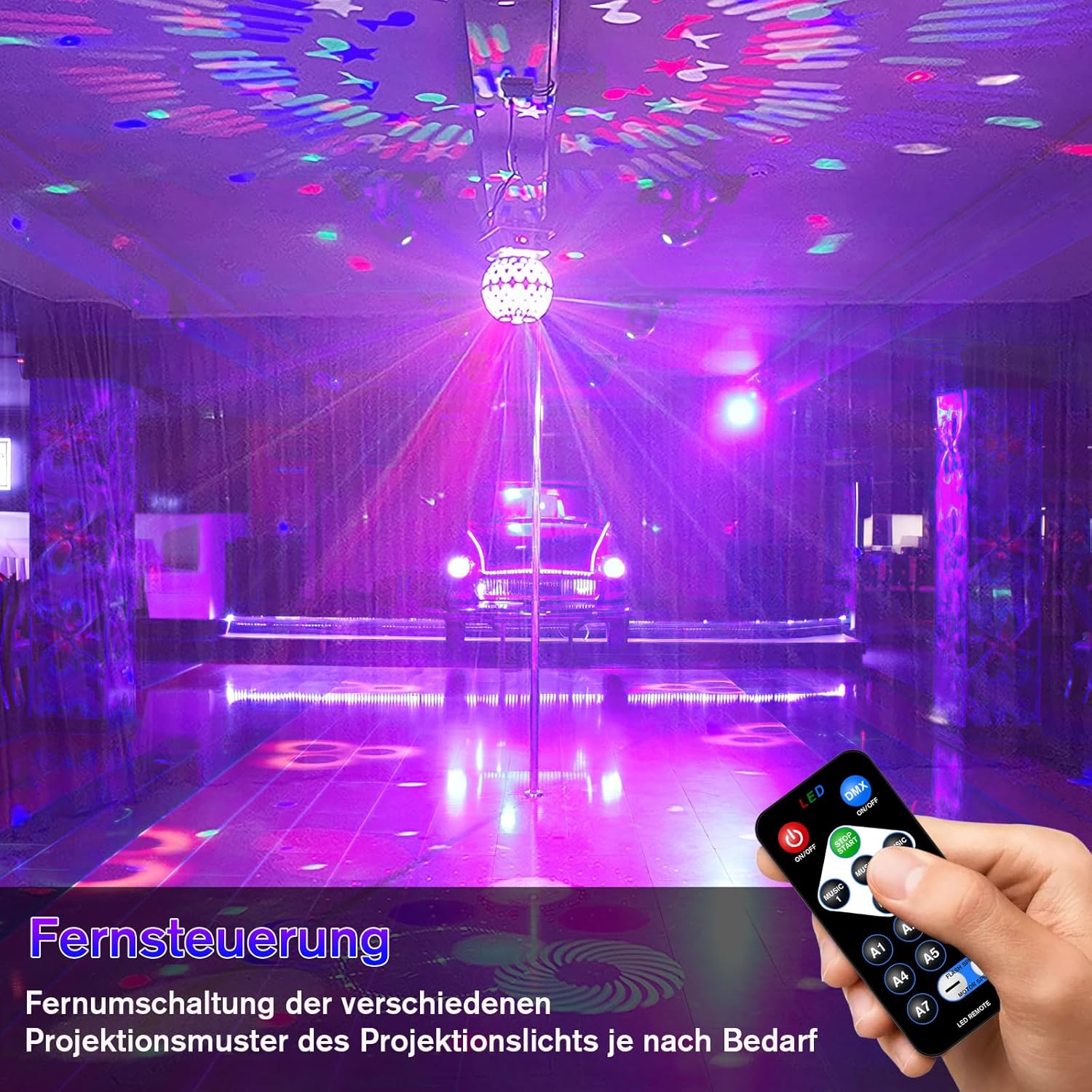 Disco Balls with Remote Control, Disco Light Party Light LT300 Music Sound Activated DJ Disco Lights DMX Beam Effect Light for Halloween Birthday Party bar Nightclub KTV-1