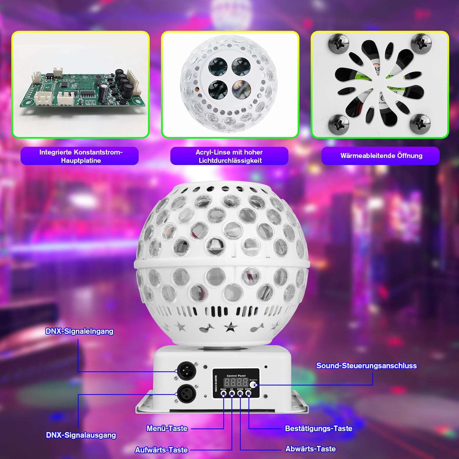 Disco Balls with Remote Control, Disco Light Party Light LT300 Music Sound Activated DJ Disco Lights DMX Beam Effect Light for Halloween Birthday Party bar Nightclub KTV-3