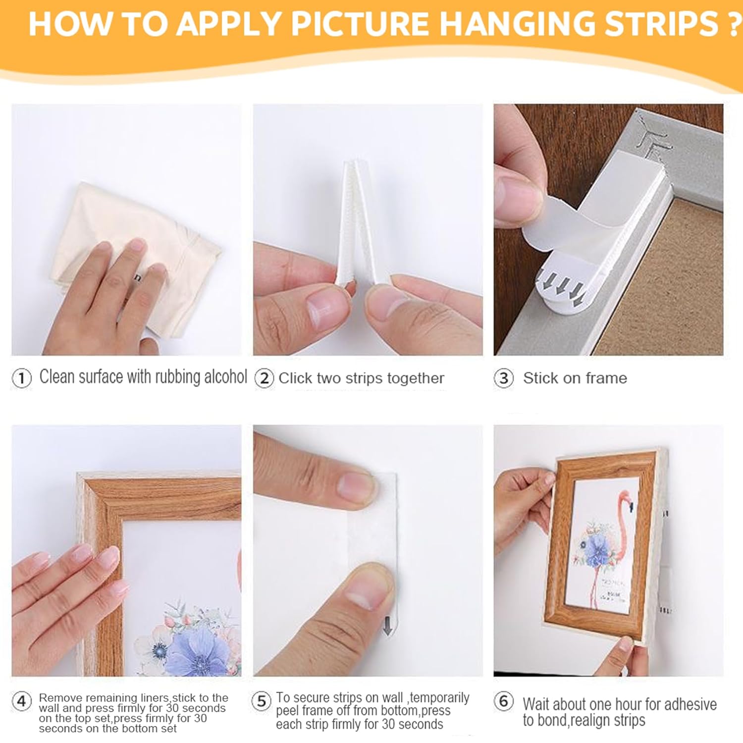 Large Picture Hanging Strips Heavy Duty,24-Pairs(48 Strips) 93 * 19mm Hook Loop Mounting Tapes Adhesive Strips Damage Free Wall Fastener Tape for Picture Hanging-3