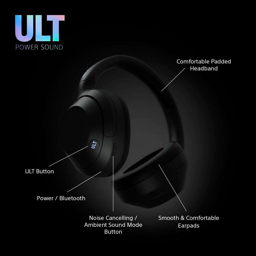 Sony ULT WEAR Over Ear Wireless Noise Cancelling Headphones with ULT POWER SOUND, Ultimate Deep Bass, Clear Call Quality, Up to 30hr Battery Life, Alexa & Google Assistant, IOS & Android - Black-8