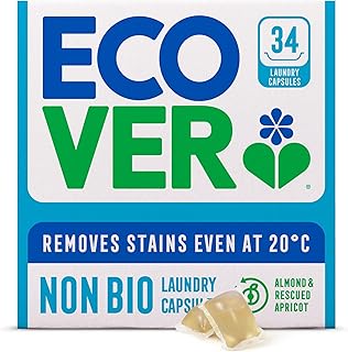 Ecover Non-Bio Washing Capsules - Laundry Capsules / Tablets - Laundry Detergent With Clean And Fresh Almond & Rescued Apricot Scent, 1x Pack of 34 Capsules / Tablets