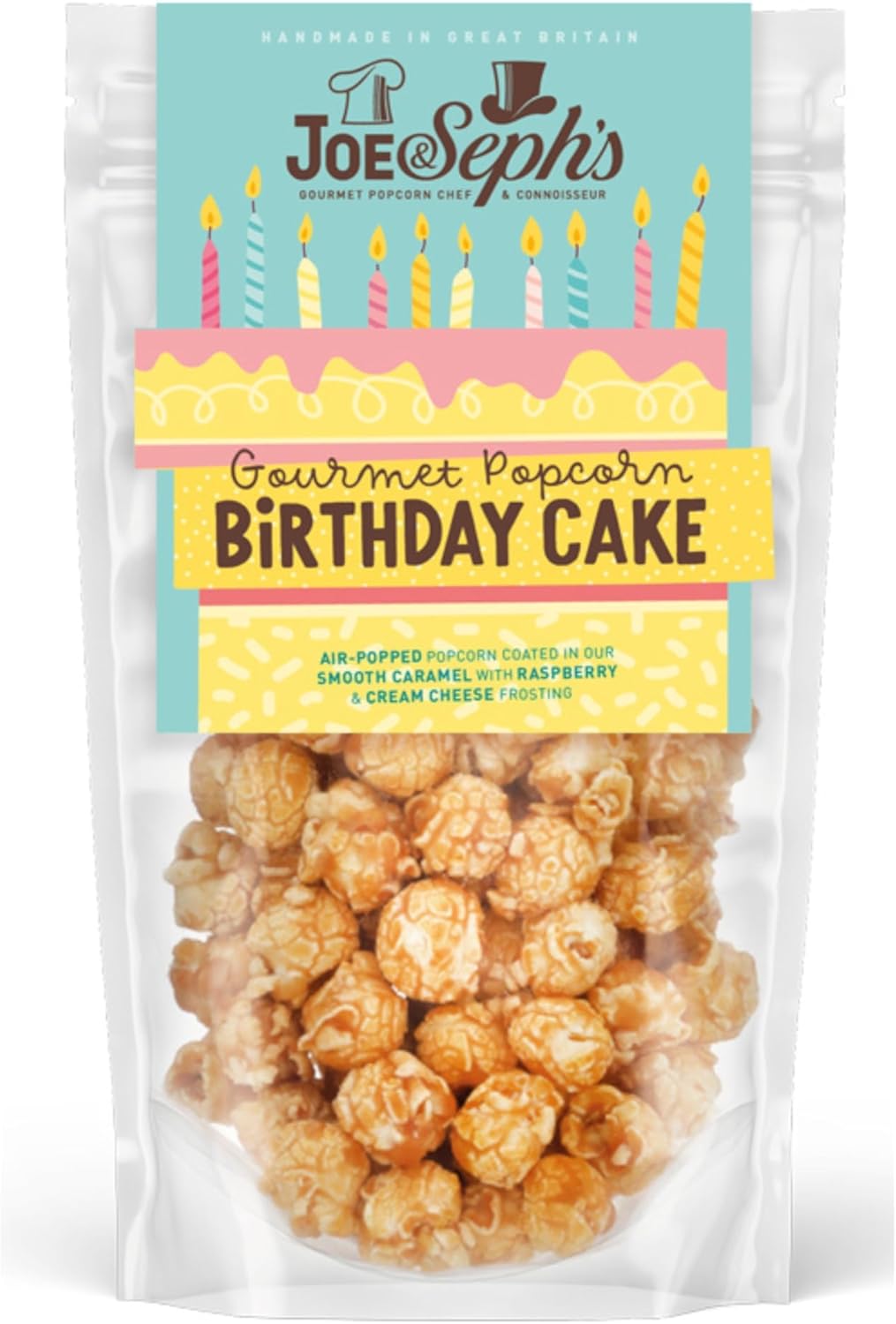 Joe & Seph's Birthday Cake Popcorn (1x70g), gourmet popcorn, on the go snack, sweet popcorn-0