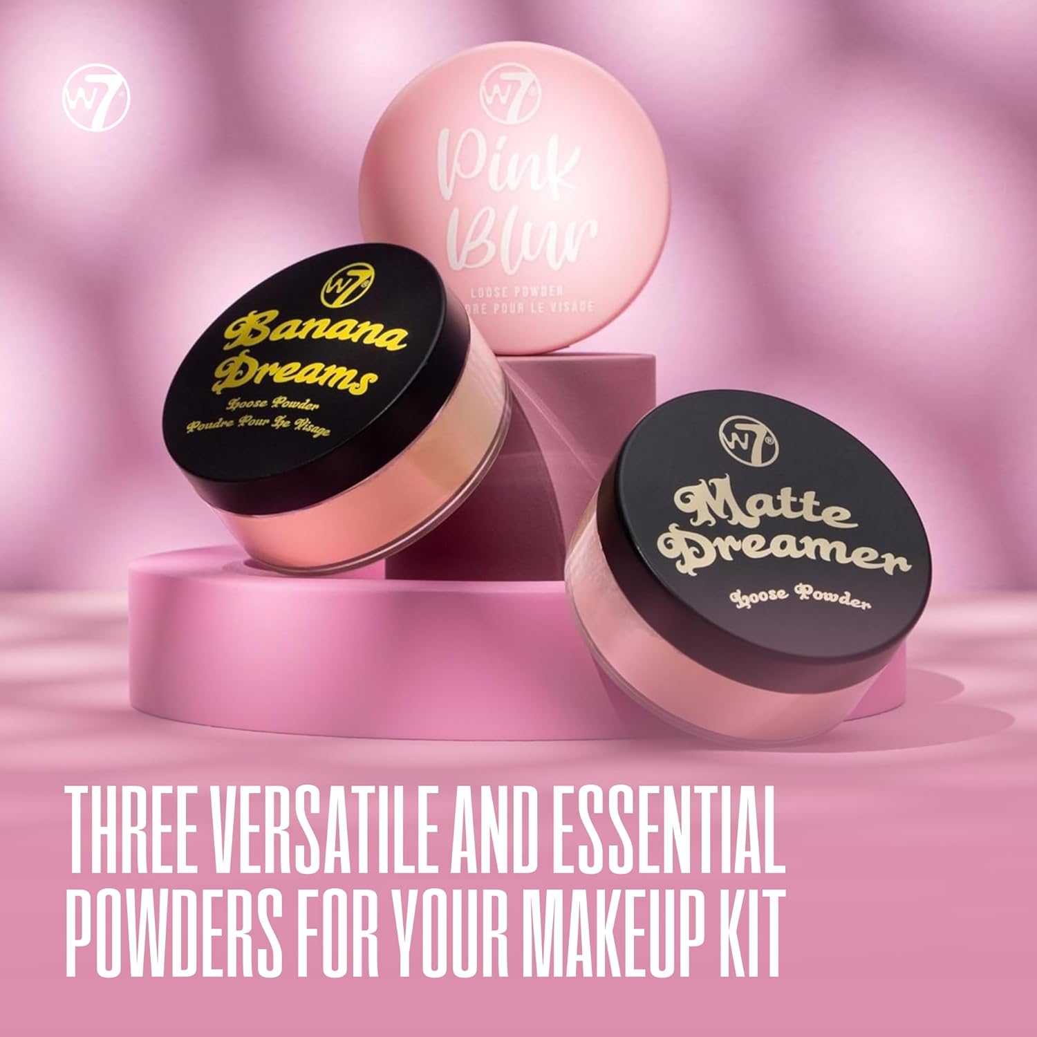 W7 Loose Face Powder Trio - 3 Piece Set - Banana, Nude & Pink Toned Powders - Ultra-Fine Setting Powder for Flawless Makeup-1