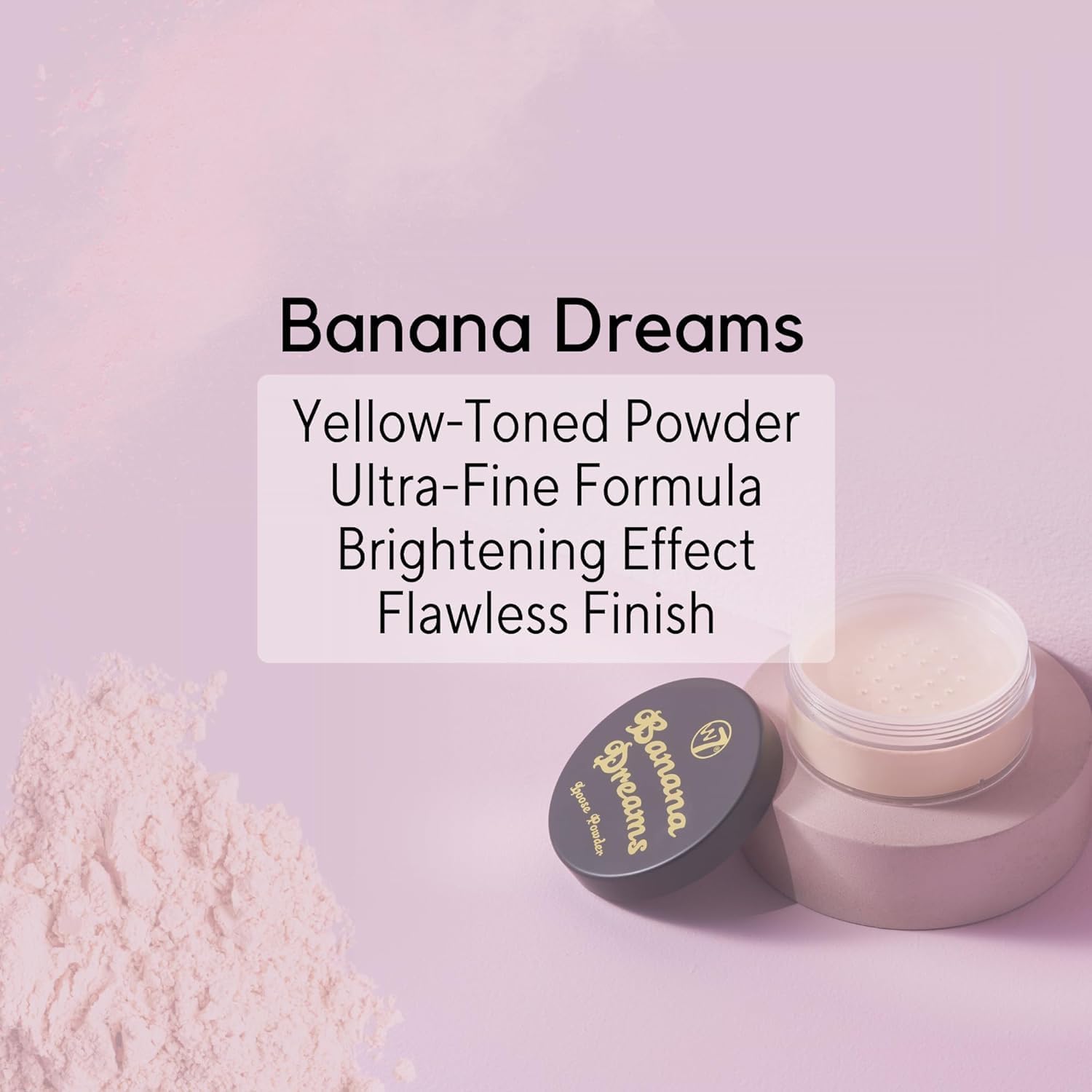 W7 Banana Dreams Application Set - Yellow-Toned Loose Setting Face Powder & Triangle Precision Powder Puff-5