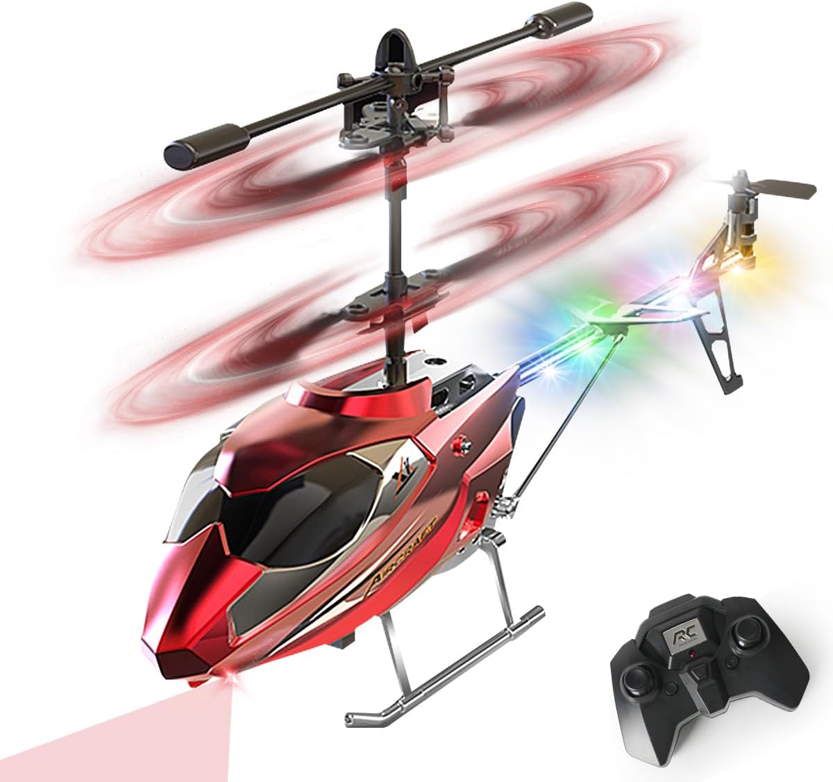 VATOS RC Helicopter for Boys, 2.4G Remote Control Helicopter with LED Light for Kids 12+ Years Old, Fixed Height, One-Key Take-Off, Indoor RC Planes Ideal Festival Gifts for Boys Adults-0