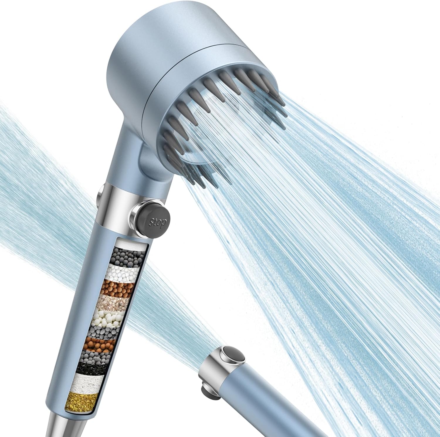 Digiroot High Pressure Shower Head with Filter, Water Saving Shower Head with 1.5m Hose, 4 Spray Modes Economy Hand Shower Head with 15 Levels Filtration, Remove Hard Water and Residual Chlorine-0