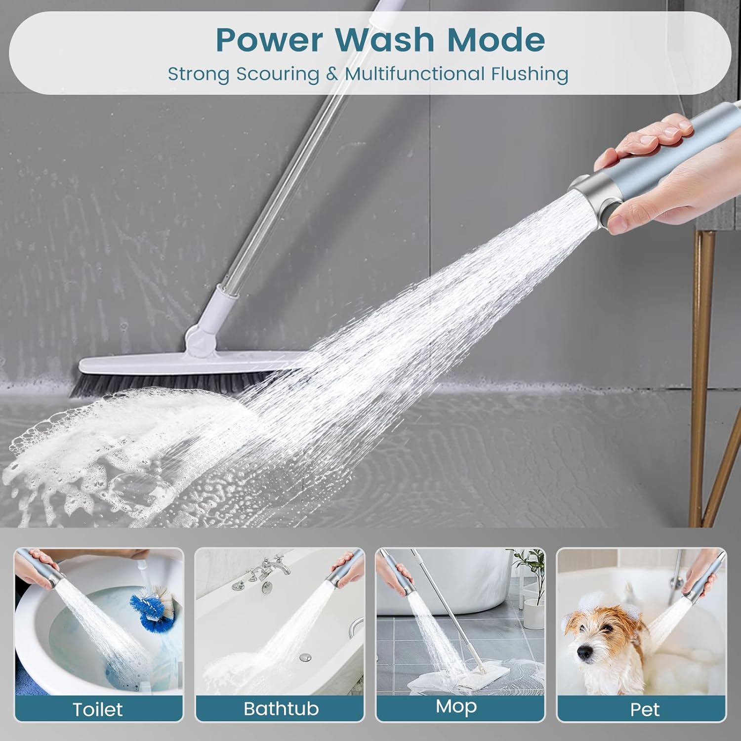 Digiroot High Pressure Shower Head with Filter, Water Saving Shower Head with 1.5m Hose, 4 Spray Modes Economy Hand Shower Head with 15 Levels Filtration, Remove Hard Water and Residual Chlorine-3