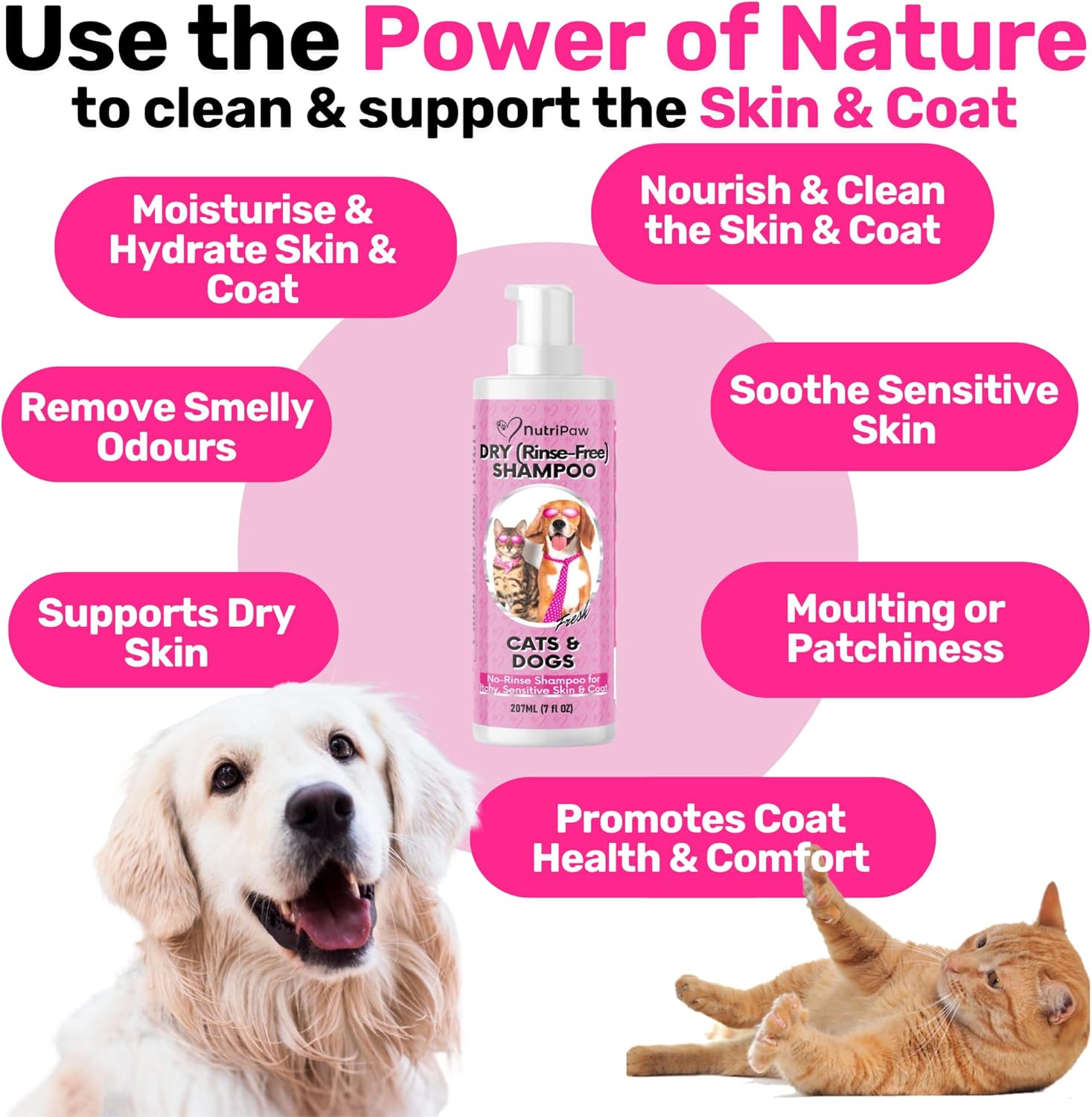 NutriPaw No-Rinse Shampoo for Dogs - Clean, Moisturise, Refresh, & Support Dry Skin - Unique Formula for Nourished Skin & Coat - Ideal for All Breeds-2