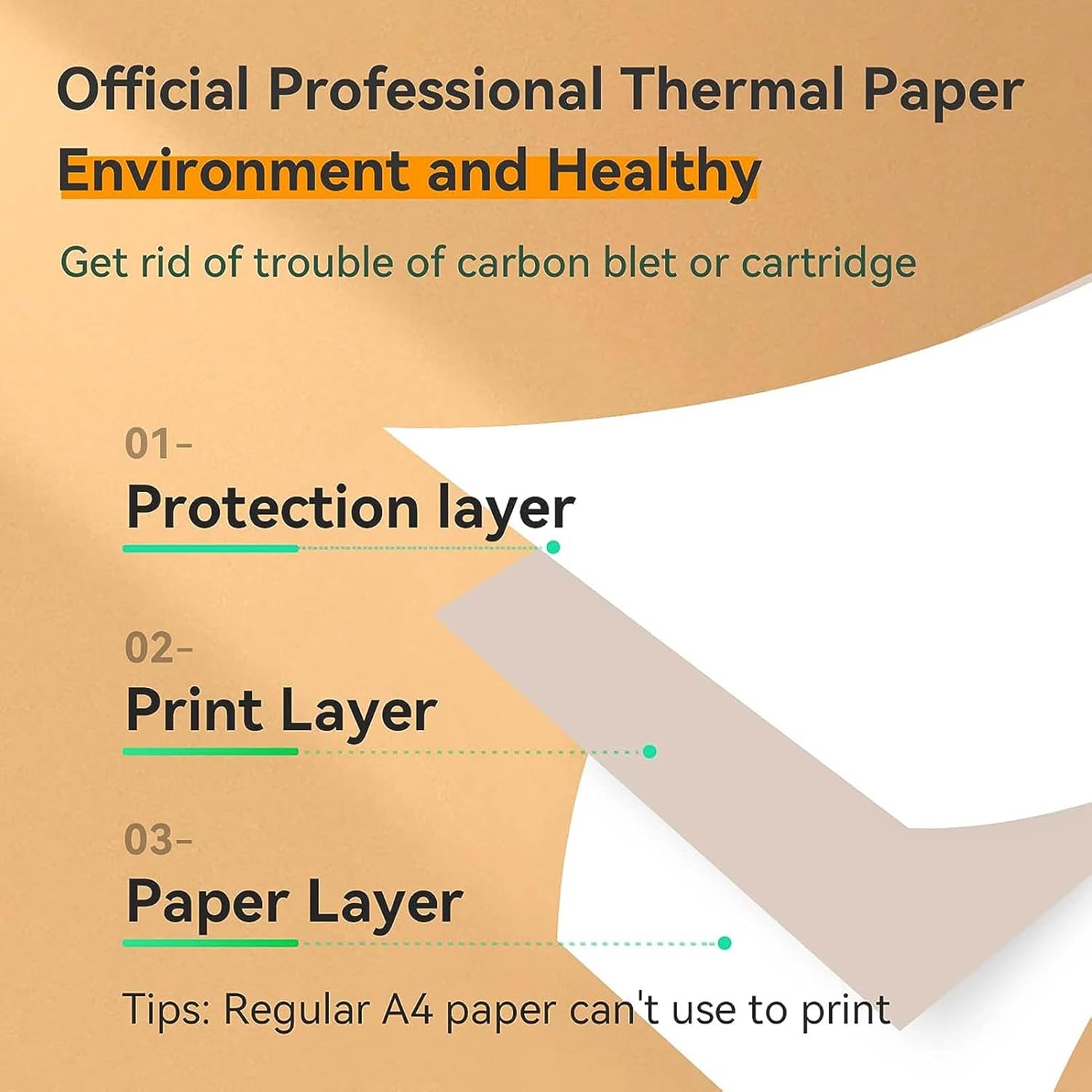 Thermal Paper A4 Thermal Printer Paper Roll White Thermal Paper with Jamless Design Thermal Printer Paper for Home, School, Office, Travel-3