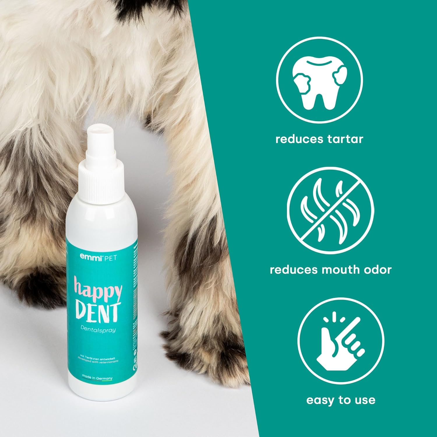 Emmi-pet Dentalspray - Dental Care and Teeth Cleaning for Dogs | Reduces Tartar & Bad Breath | Promotes Fresh Breath | Vegan & Natural, Cruelty-Free | No Brushing Needed 150ml-1