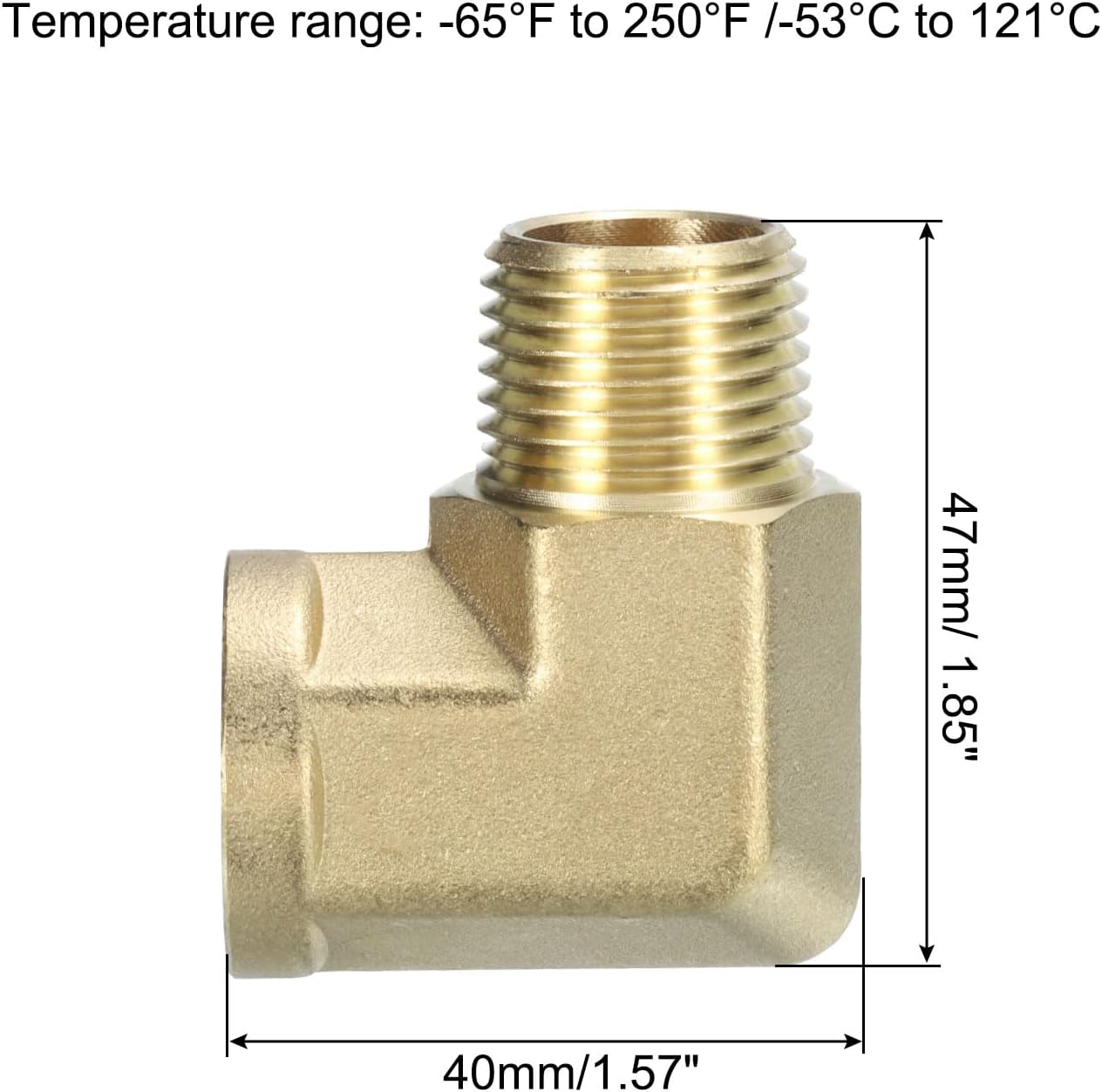 sourcing map Brass Pipe Fittings 1/2 Inch NPT Male x 1/2 Inch NPT Female, 2Pcs 90 Degree Barstock Street Elbow Forged Brass Hose Fittings Adapter for Gas, Air, Oil, Propane-1