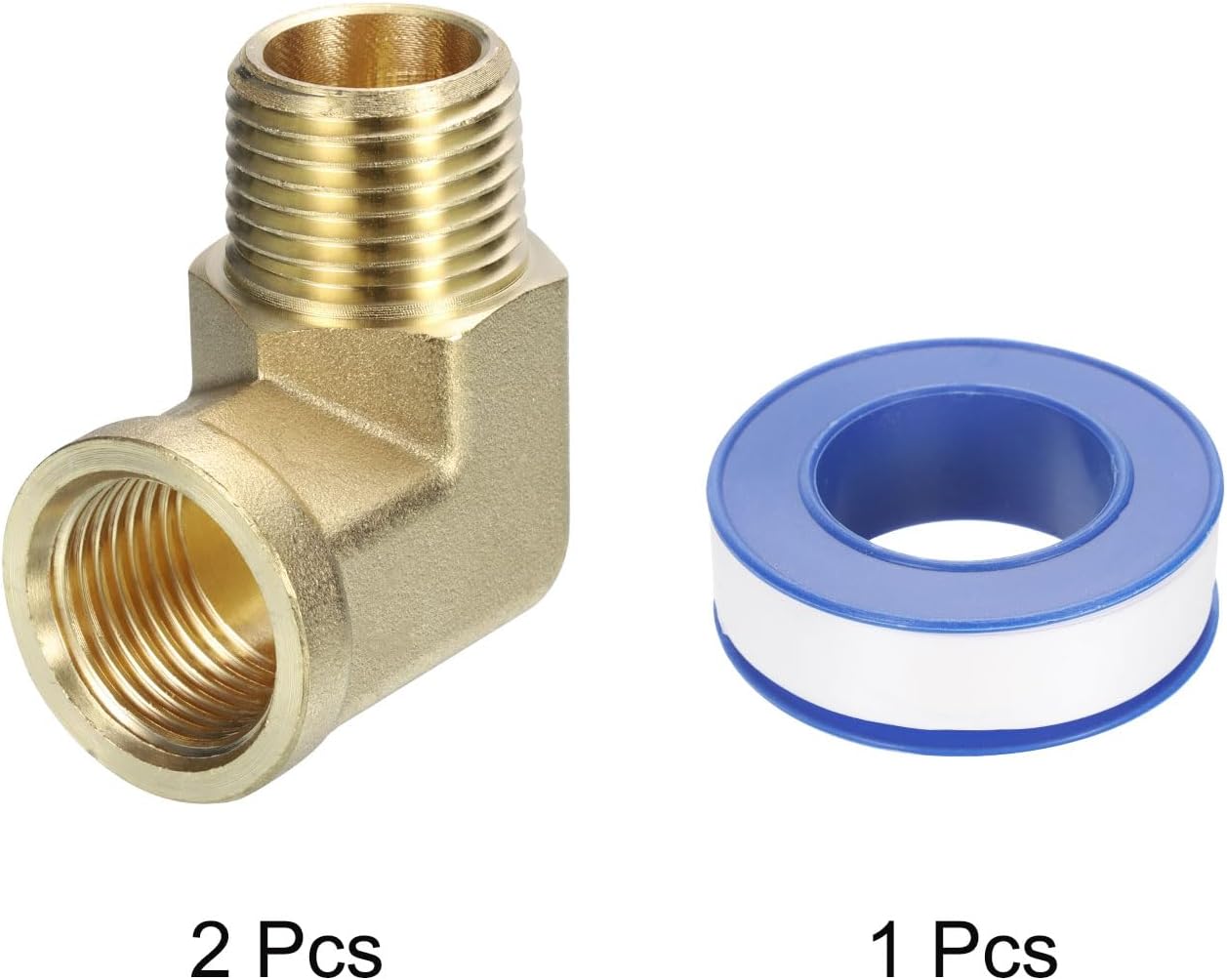 sourcing map Brass Pipe Fittings 1/2 Inch NPT Male x 1/2 Inch NPT Female, 2Pcs 90 Degree Barstock Street Elbow Forged Brass Hose Fittings Adapter for Gas, Air, Oil, Propane-2