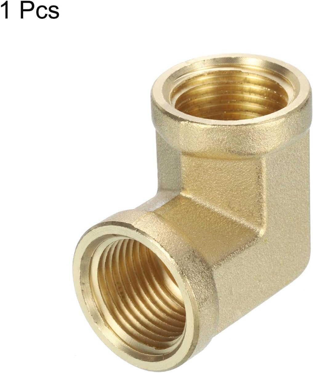 sourcing map 90 Degree Barstock Street Elbow Pipe Fitting 3/8 Inch NPT Female to 3/8 Inch NPT Female, Forged Brass Hose Fitting Adapter for Gas, Air, Oil, Propane-2