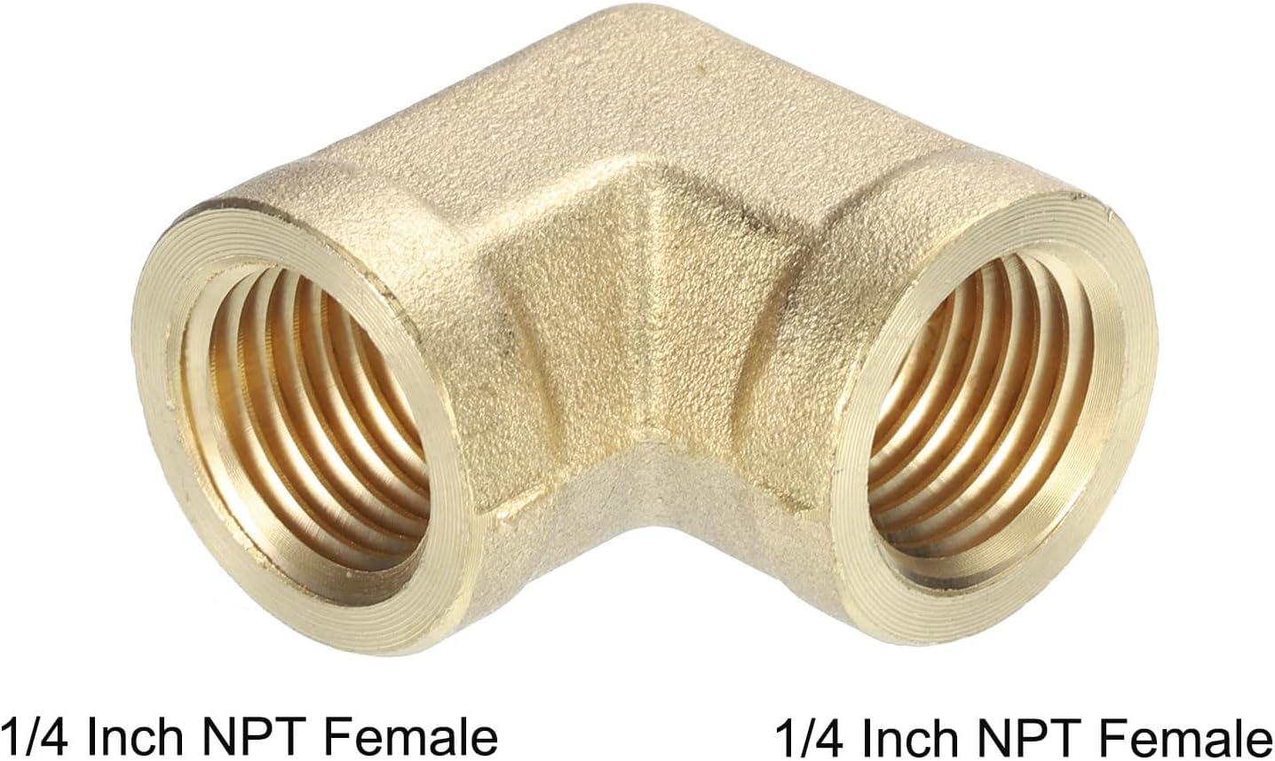 sourcing map 90 Degree Barstock Street Elbow Pipe Fitting 1/4 Inch NPT Female to 1/4 Inch NPT Female, 2Pcs Forged Brass Hose Fittings Adapter for Gas, Air, Oil, Propane-3