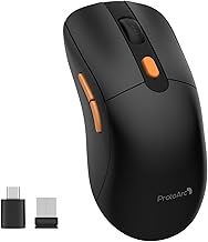 ProtoArc EM15 Wireless Mouse, USB C Mouse Jiggler Rechargeable Type C Dual Mode, Mouse Mover Undetectable Keeps Computer Awake for Laptop, MacBook, PC, iPad, Black