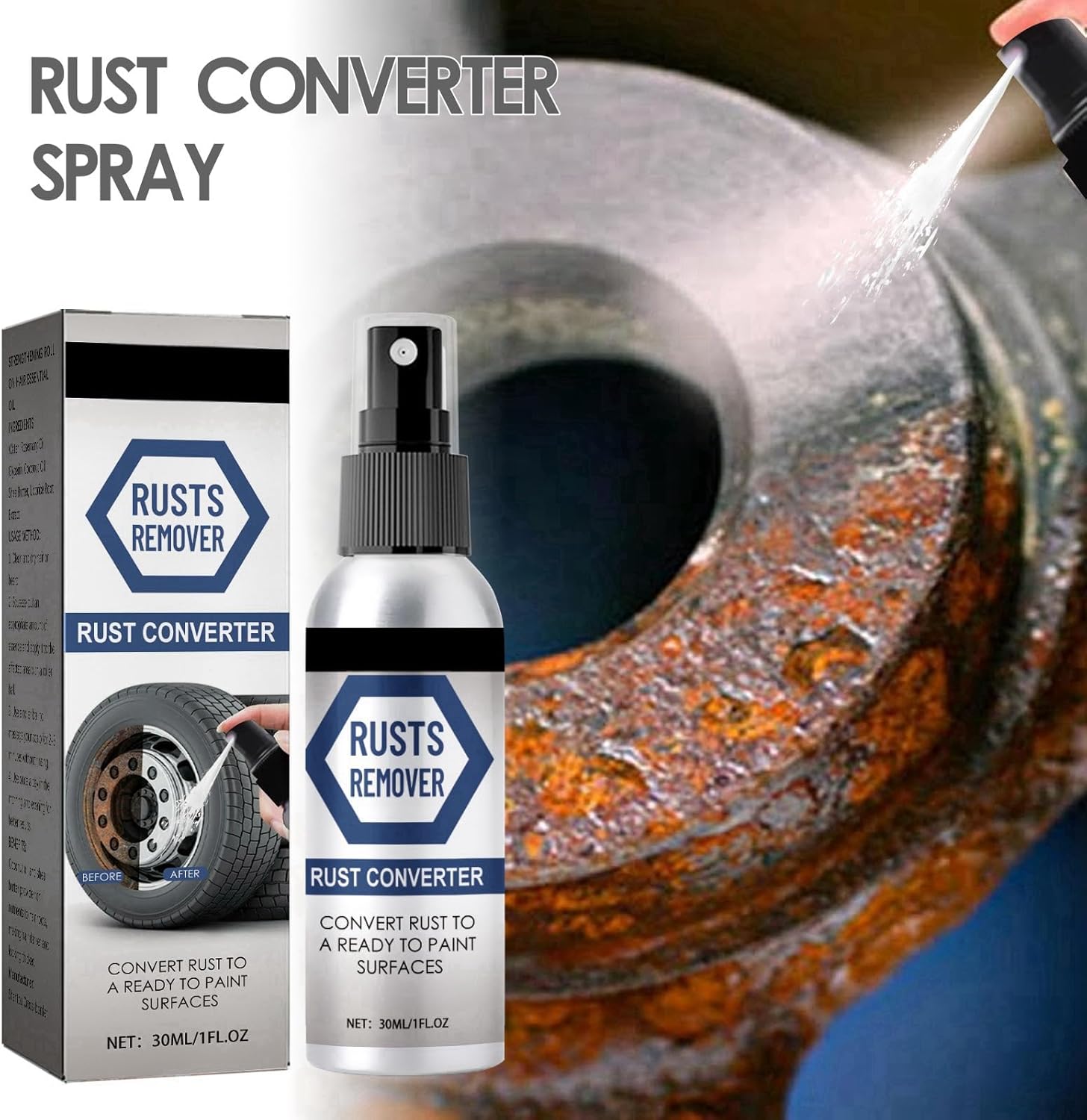 Jinjiar Anti Rust Conversion Agent Spray,Rust Remover Spray,Multifunctional Rust Remover for Metal,Rust Converter for Metal,Ironfree Rust Converter Spray,Car Rust Converter,Rust Removal Spray for Car-8