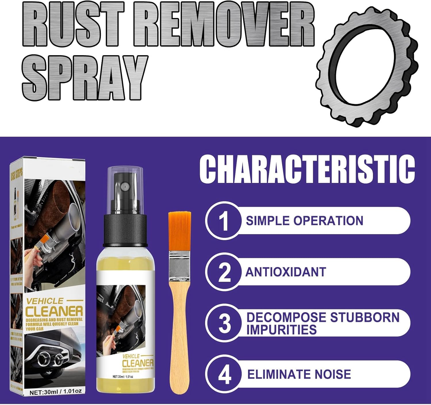 Powerful Rust Remover Spray,Rust Remover for Metal,Car Rust Removal Spray,Anti Rust Spray for Metal,Rust Converter Spray,Rust Treatment for Cars,Rust Stain Remover,Metal Rust Remover for Cars-2