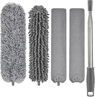 Feather Dusters for Cleaning - Extendable Duster with Telescoping Extension Pole 30 to 100 Inches, Microfiber Dusters for Cleaning Cobweb, High Ceiling Fan, Lights, Blinds