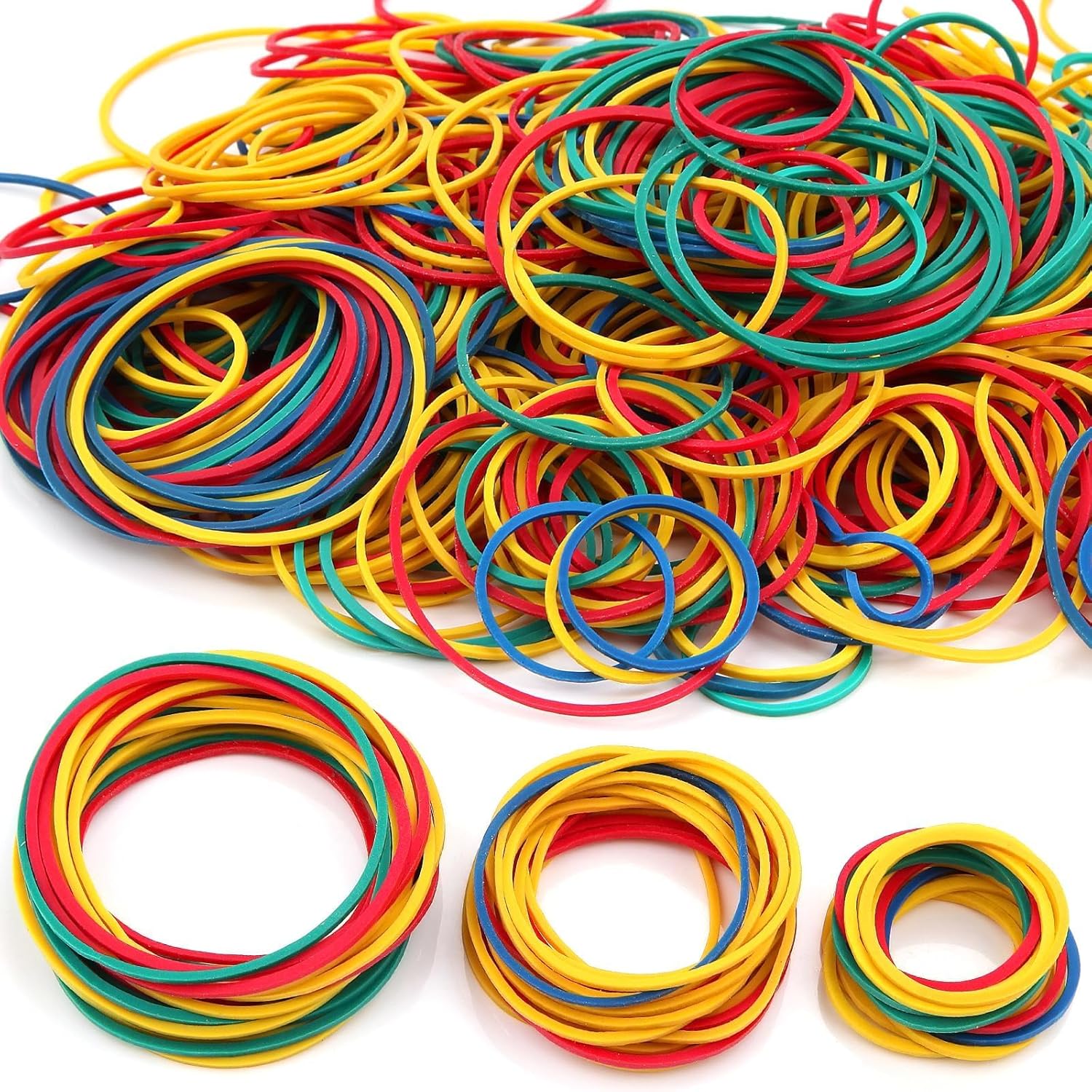 600pcs Elastic Bands Heavy Duty Coloured Rubber Bands Natural Strong Elastic Bands Thick 200g Rubber Band Stretchable Rubber Bands Assorted Sizes 25mm 38mm 50mm for Home School Office Money Bands-0