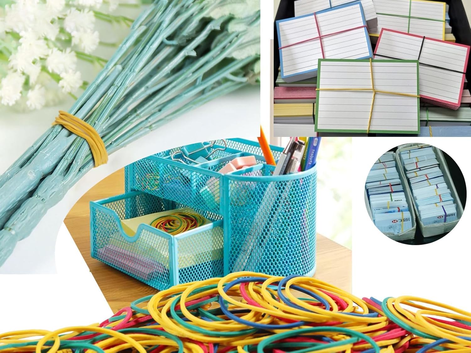 600pcs Elastic Bands Heavy Duty Coloured Rubber Bands Natural Strong Elastic Bands Thick 200g Rubber Band Stretchable Rubber Bands Assorted Sizes 25mm 38mm 50mm for Home School Office Money Bands-3